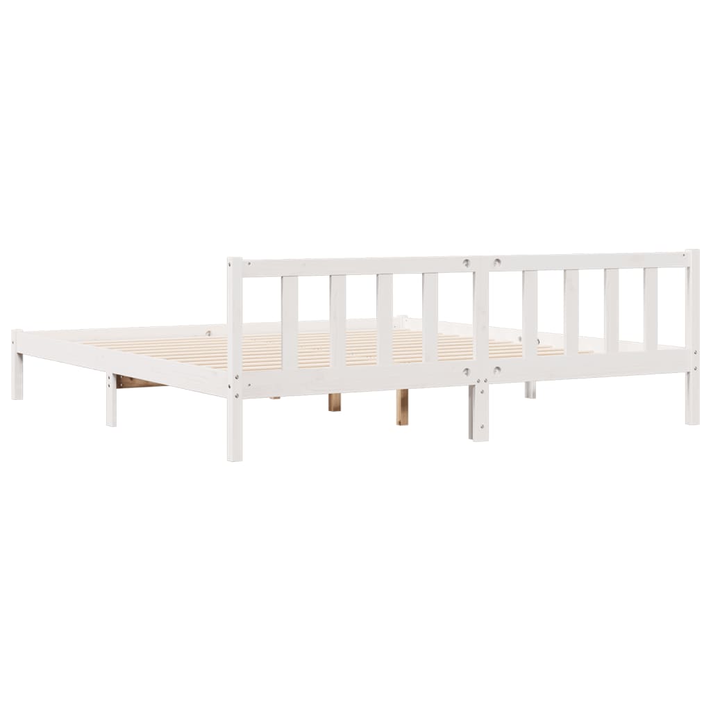 Extra Long Bed Frame without Mattress White 180x210 cm Solid Wood Pine