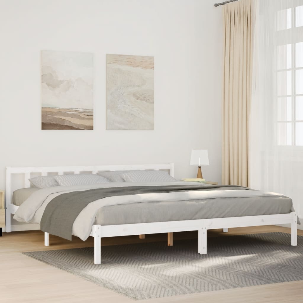 Extra Long Bed Frame without Mattress White 180x210 cm Solid Wood Pine