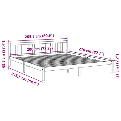 Extra Long Bed Frame without Mattress 200x210 cm Solid Wood Pine