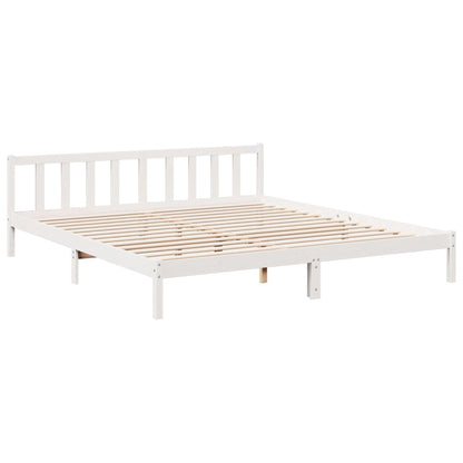 Extra Long Bed Frame without Mattress White 200x210 cm Solid Wood Pine