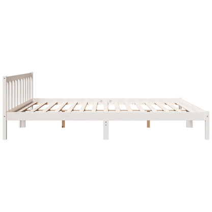 Extra Long Bed Frame without Mattress White 200x210 cm Solid Wood Pine