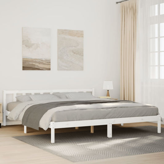 Extra Long Bed Frame without Mattress White 200x210 cm Solid Wood Pine