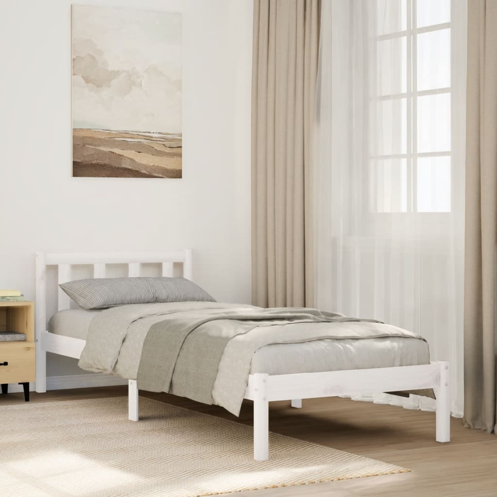 Extra Long Bed Frame without Mattress White 100x220 cm Solid Wood Pine