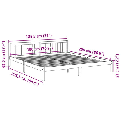 Extra Long Bed Frame without Mattress 180x220 cm Solid Wood Pine