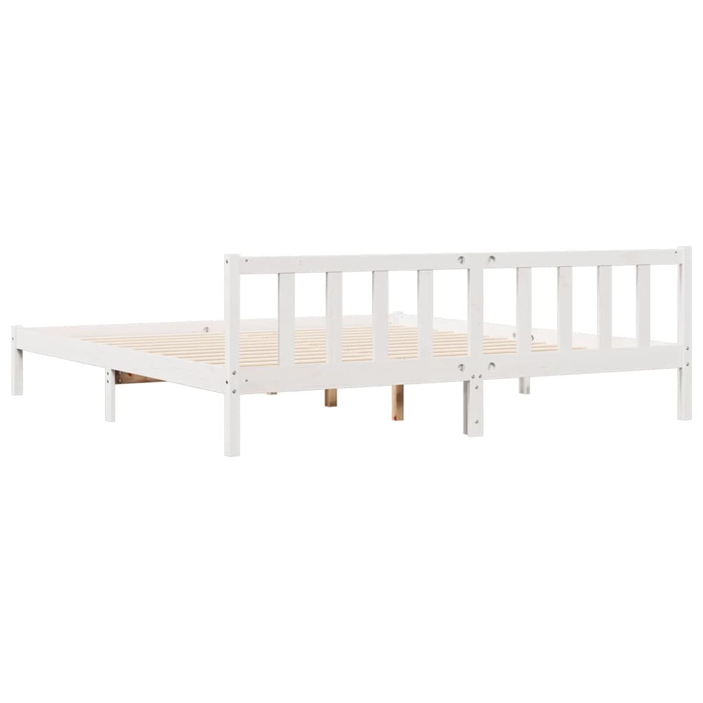 Extra Long Bed Frame without Mattress White 180x220 cm Solid Wood Pine