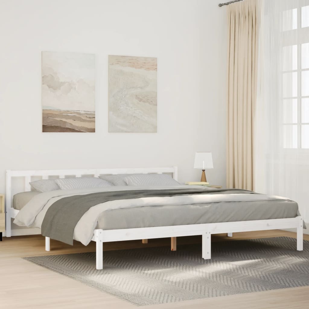 Extra Long Bed Frame without Mattress White 180x220 cm Solid Wood Pine