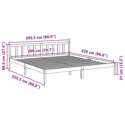 Extra Long Bed Frame without Mattress 200x220 cm Solid Wood Pine