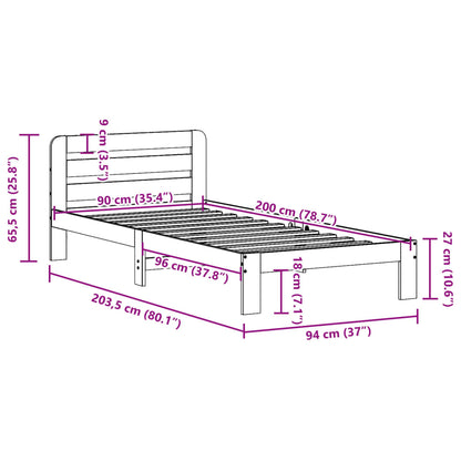 Bed Frame without Mattress White 90x200 cm Solid Wood Pine