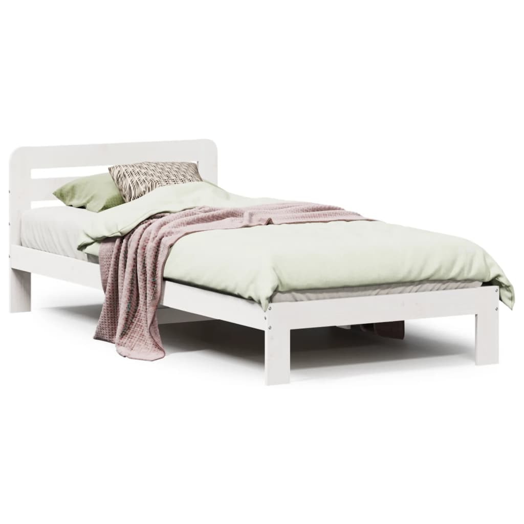 Bed Frame without Mattress White 100x200 cm Solid Wood Pine