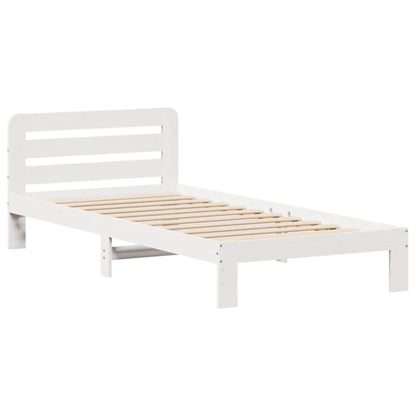 Bed Frame without Mattress White 100x200 cm Solid Wood Pine