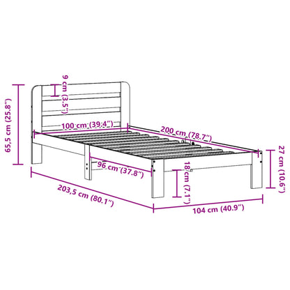 Bed Frame without Mattress White 100x200 cm Solid Wood Pine