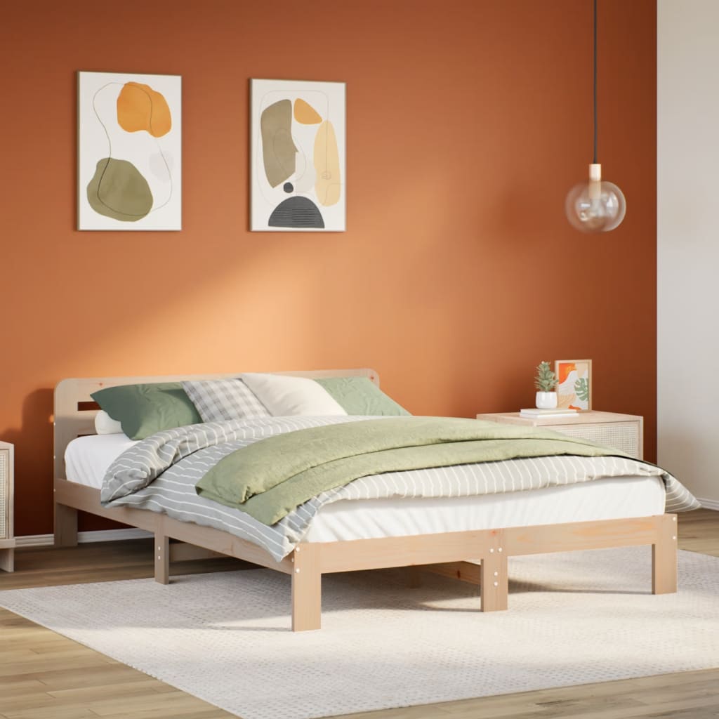 Bed Frame without Mattress 120x200 cm Solid Wood Pine