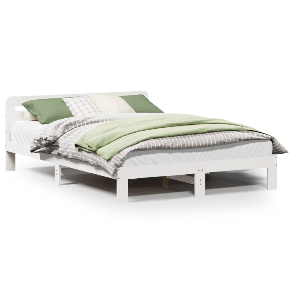 Bed Frame without Mattress White 140x200 cm Solid Wood Pine