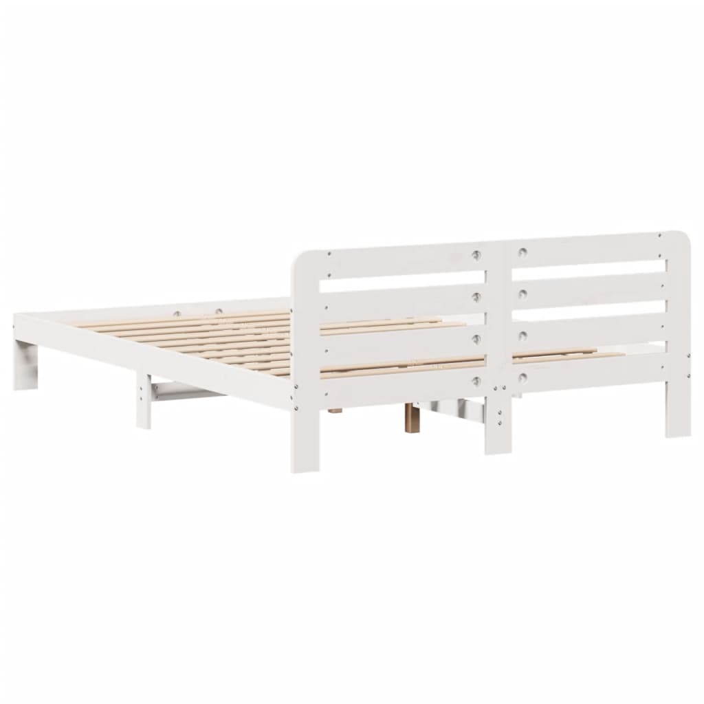 Bed Frame without Mattress White 140x200 cm Solid Wood Pine