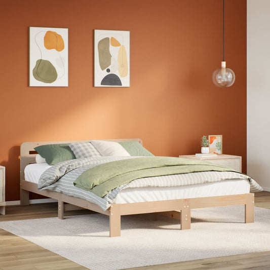 Bed Frame without Mattress 150x200 cm King Size Solid Wood Pine