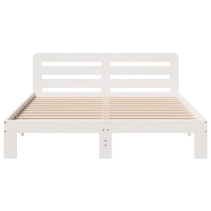 Bed Frame without Mattress White 150x200 cm King Size Solid Wood Pine