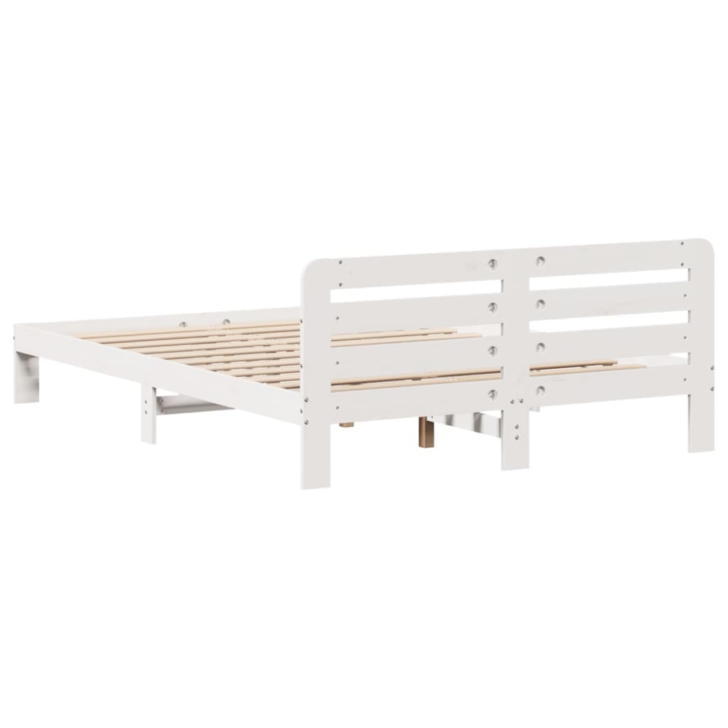 Bed Frame without Mattress White 150x200 cm King Size Solid Wood Pine