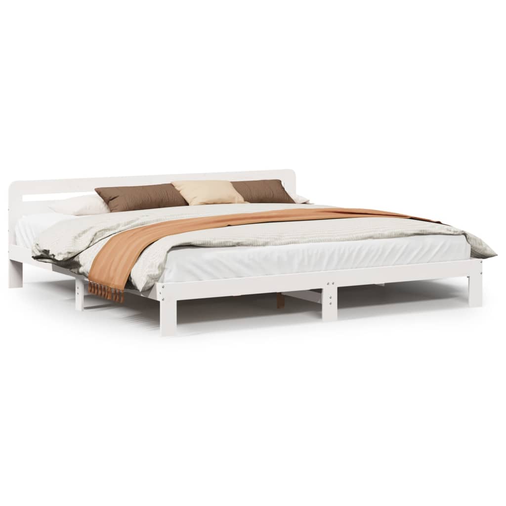 Bed Frame without Mattress White 180x200 cm Super King Solid Wood Pine