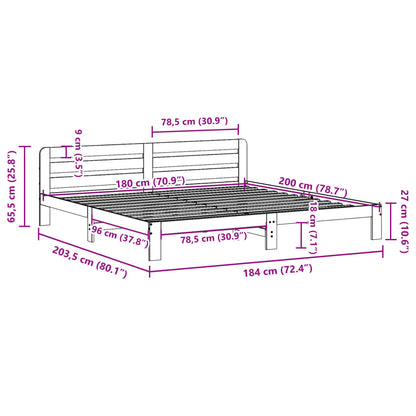 Bed Frame without Mattress White 180x200 cm Super King Solid Wood Pine