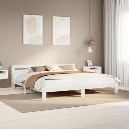 Bed Frame without Mattress White 180x200 cm Super King Solid Wood Pine