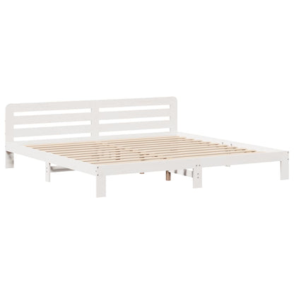 Bed Frame without Mattress White 200x200 cm Solid Wood Pine