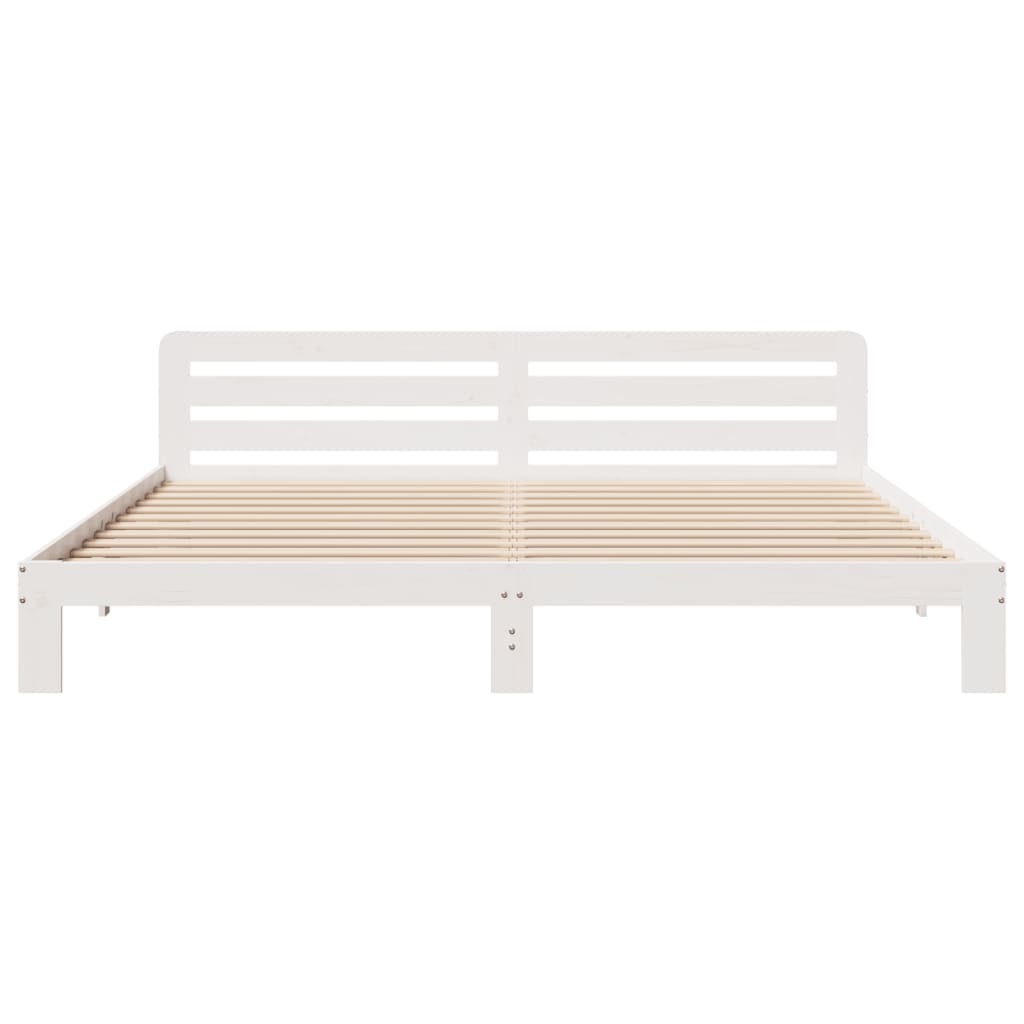 Bed Frame without Mattress White 200x200 cm Solid Wood Pine