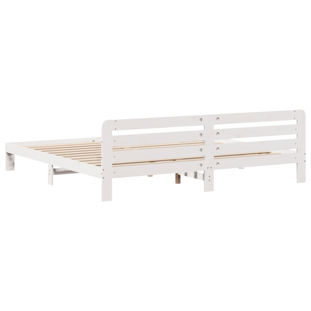 Bed Frame without Mattress White 200x200 cm Solid Wood Pine