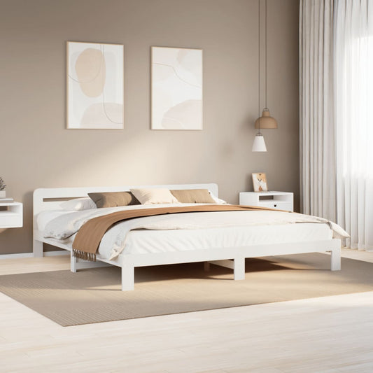 Bed Frame without Mattress White 200x200 cm Solid Wood Pine