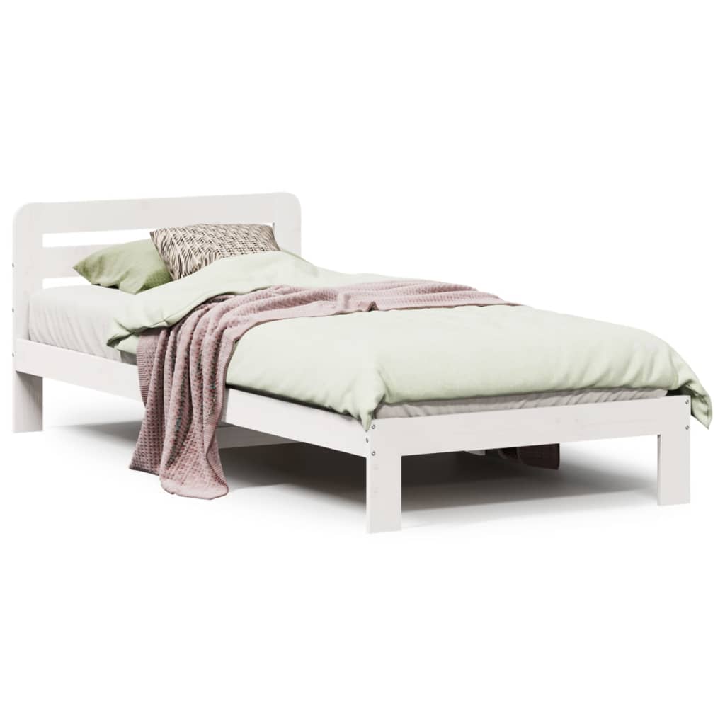 Bed Frame without Mattress White 75x190 cm Small Single Solid Wood Pine