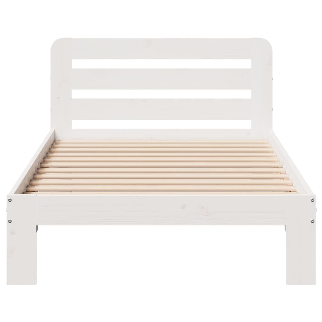 Bed Frame without Mattress White 75x190 cm Small Single Solid Wood Pine