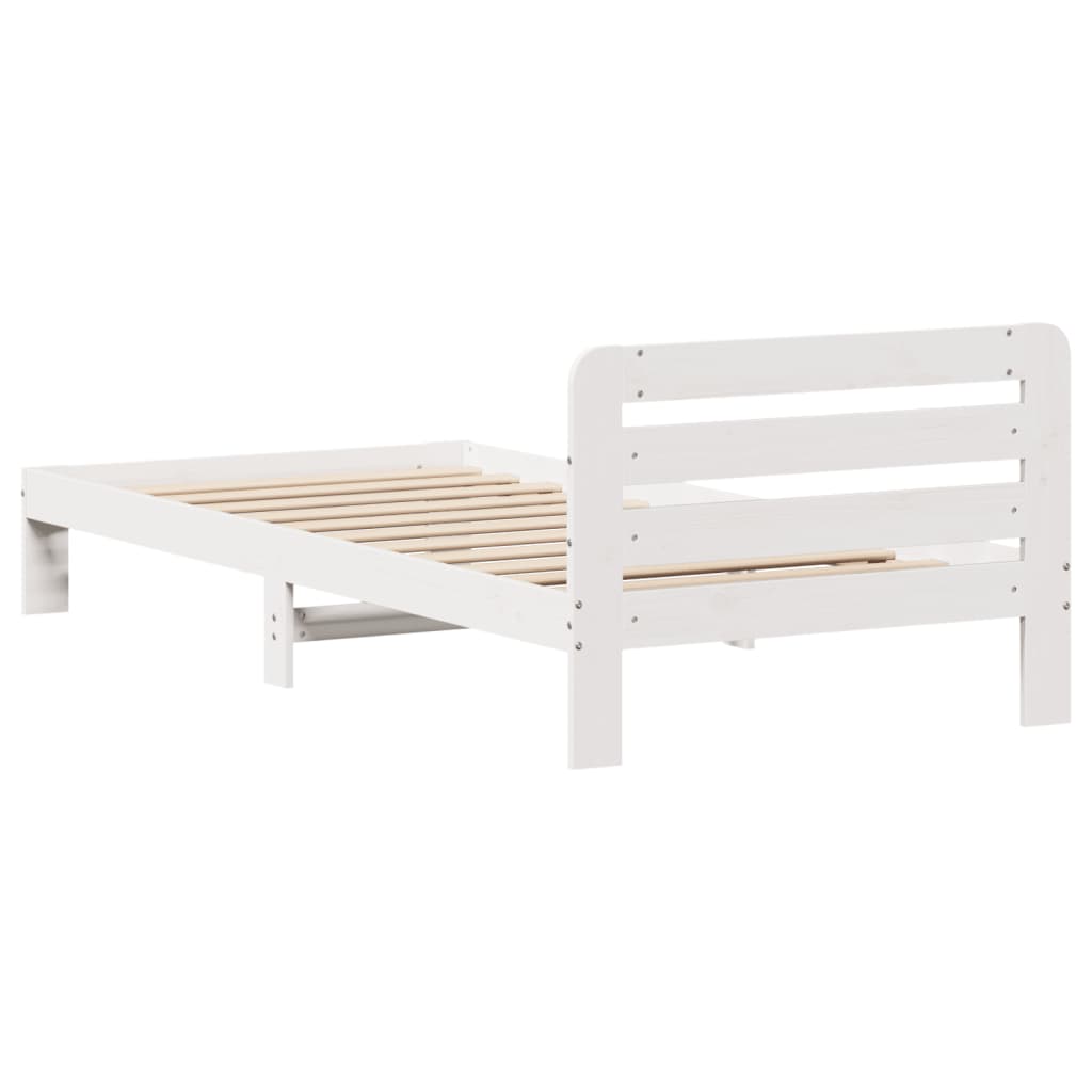 Bed Frame without Mattress White 75x190 cm Small Single Solid Wood Pine