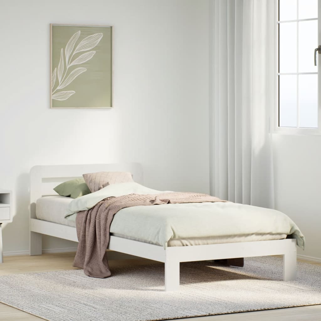 Bed Frame without Mattress White 75x190 cm Small Single Solid Wood Pine