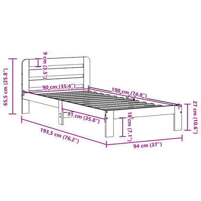 Bed Frame without Mattress White 90x190 cm Single Solid Wood Pine