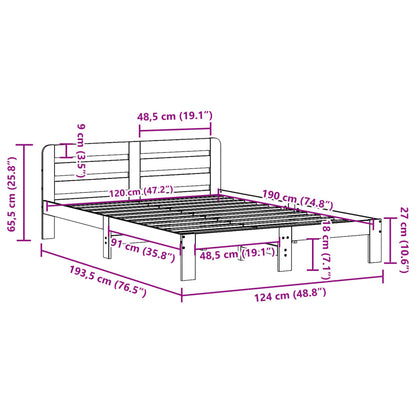 Bed Frame without Mattress White 120x190 cm Small Double Solid Wood Pine