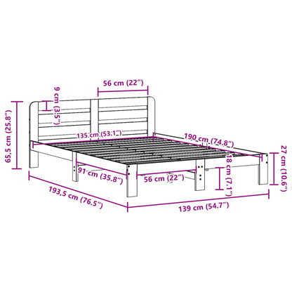 Bed Frame without Mattress White 135x190 cm Double Solid Wood Pine