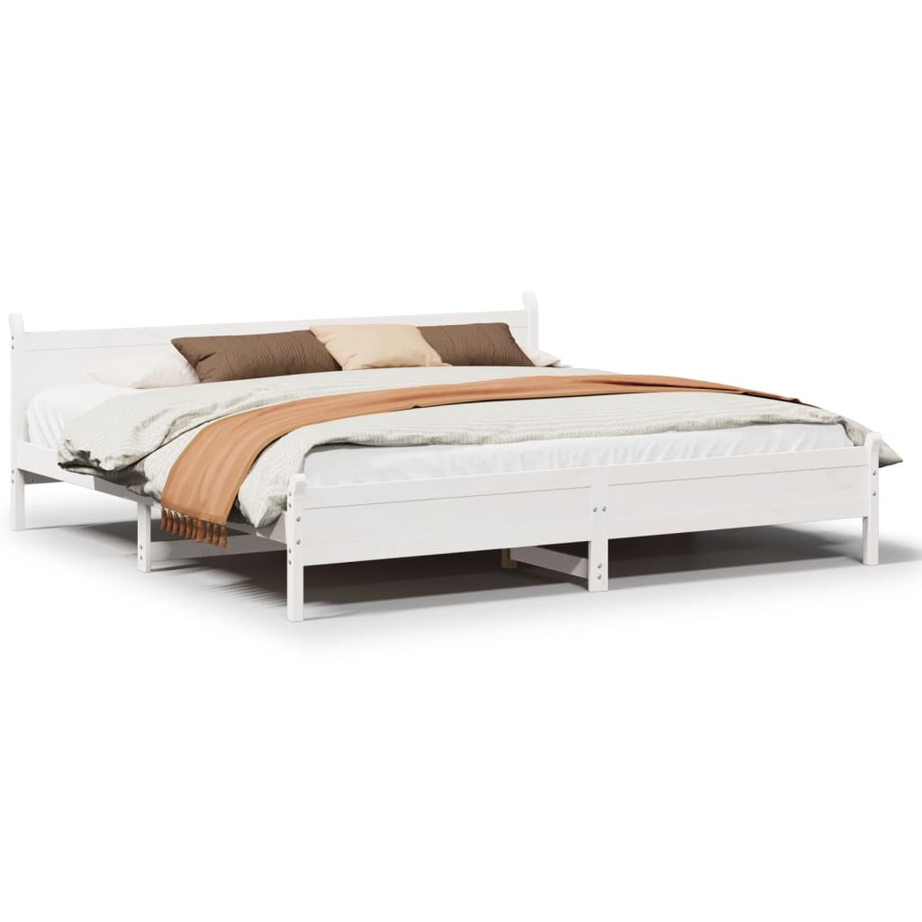 Bed Frame without Mattress White 180x200 cm Super King Solid Wood Pine