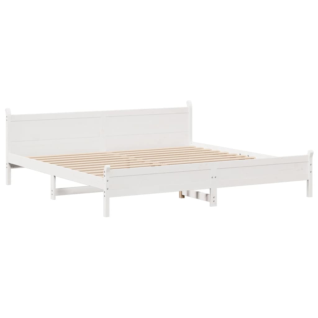 Bed Frame without Mattress White 180x200 cm Super King Solid Wood Pine