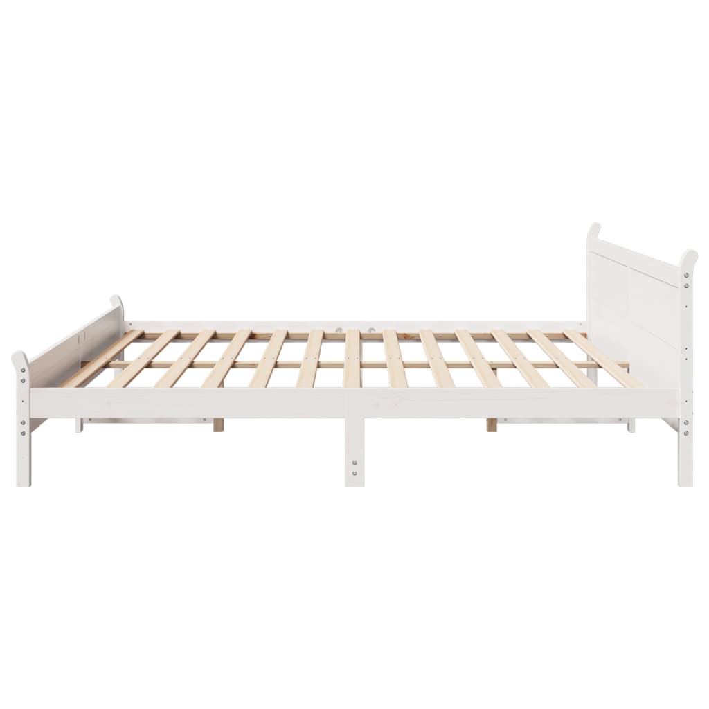 Bed Frame without Mattress White 180x200 cm Super King Solid Wood Pine