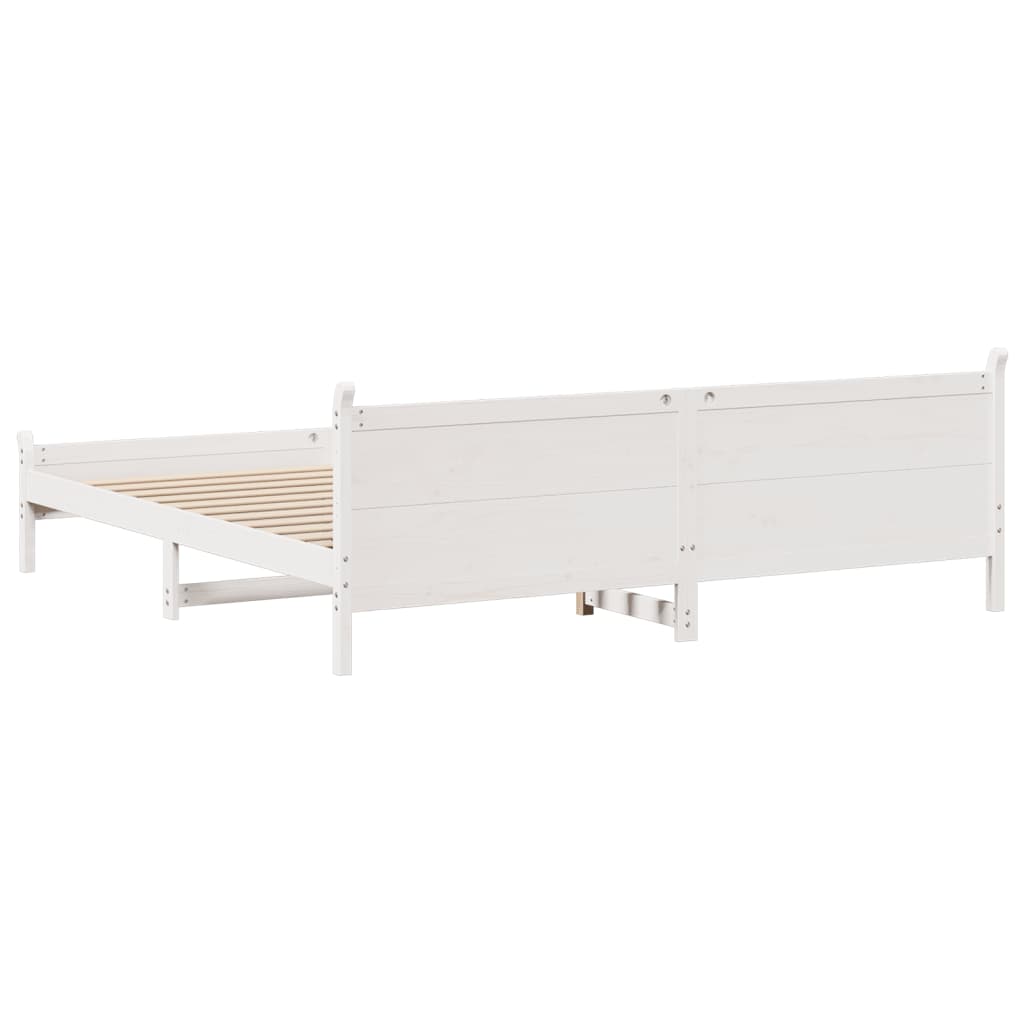 Bed Frame without Mattress White 180x200 cm Super King Solid Wood Pine