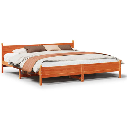 Bed Frame without Mattress Wax Brown 180x200 cm Super King Solid Wood Pine