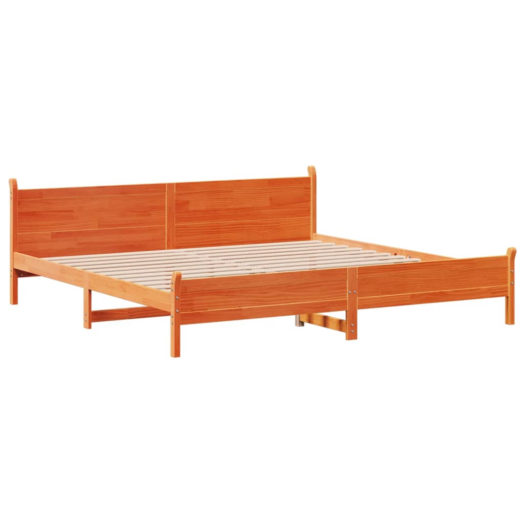 Bed Frame without Mattress Wax Brown 180x200 cm Super King Solid Wood Pine