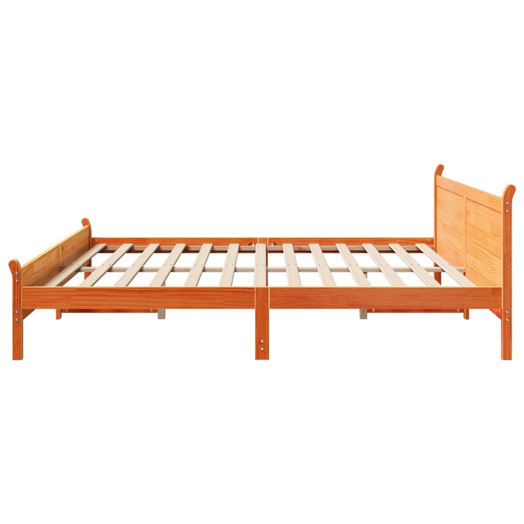 Bed Frame without Mattress Wax Brown 180x200 cm Super King Solid Wood Pine