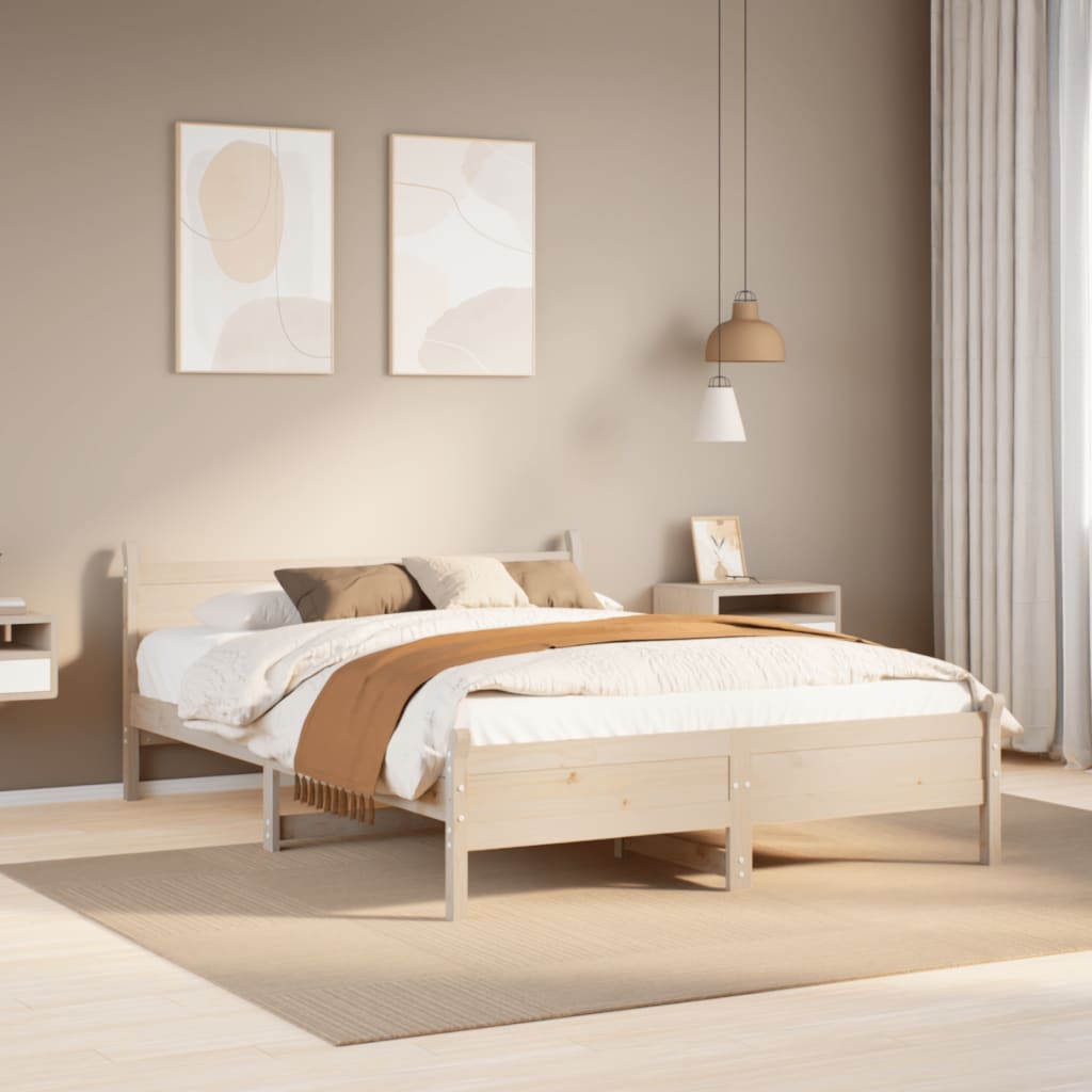 Bed Frame without Mattress 160x200 cm Solid Wood Pine