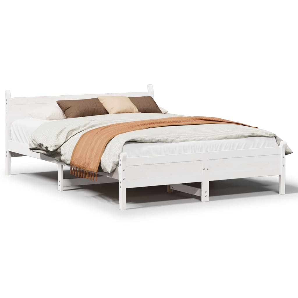 Bed Frame without Mattress White 160x200 cm Solid Wood Pine