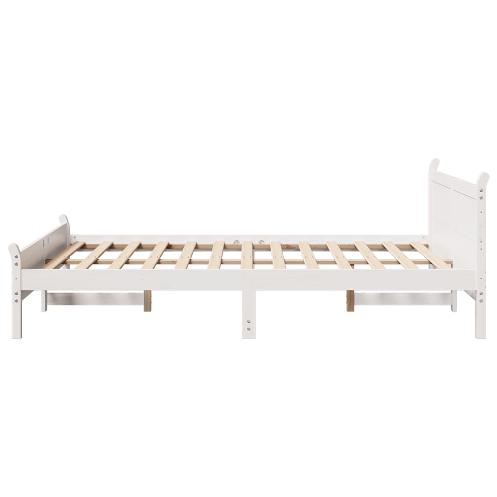 Bed Frame without Mattress White 160x200 cm Solid Wood Pine