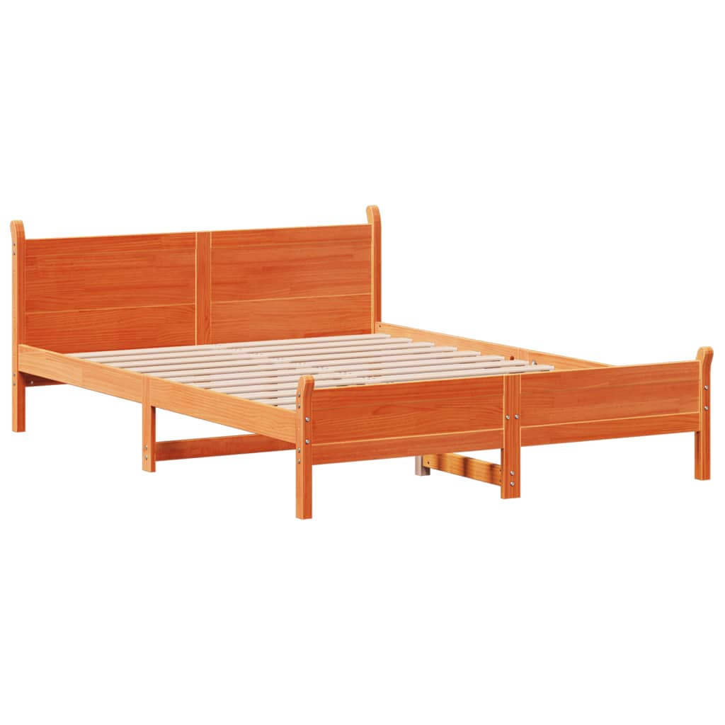 Bed Frame without Mattress Wax Brown 160x200 cm Solid Wood Pine