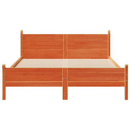 Bed Frame without Mattress Wax Brown 160x200 cm Solid Wood Pine