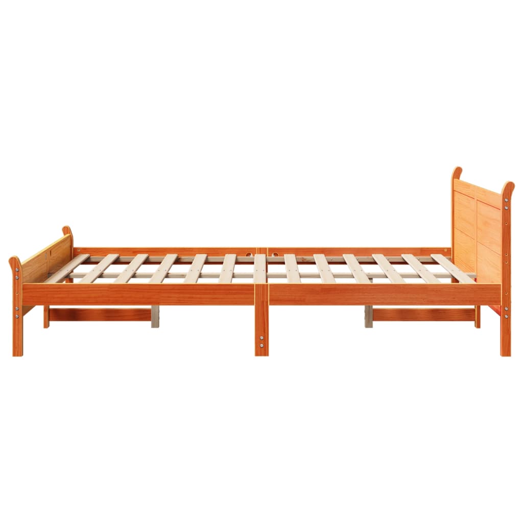 Bed Frame without Mattress Wax Brown 160x200 cm Solid Wood Pine