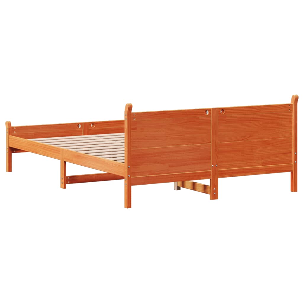 Bed Frame without Mattress Wax Brown 160x200 cm Solid Wood Pine