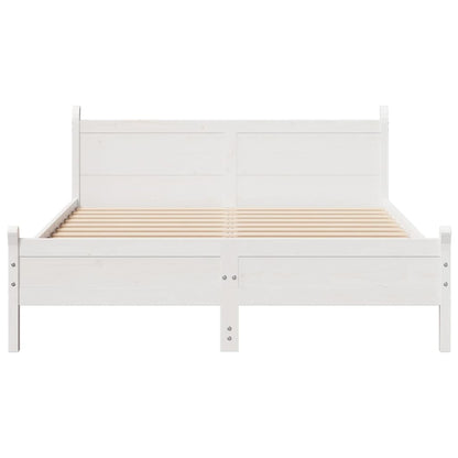 Bed Frame without Mattress White 150x200 cm King Size Solid Wood Pine